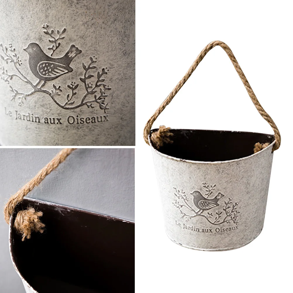 Суккулентный зеленый горшок для Редьки полукруглый настенный жестяной вазон