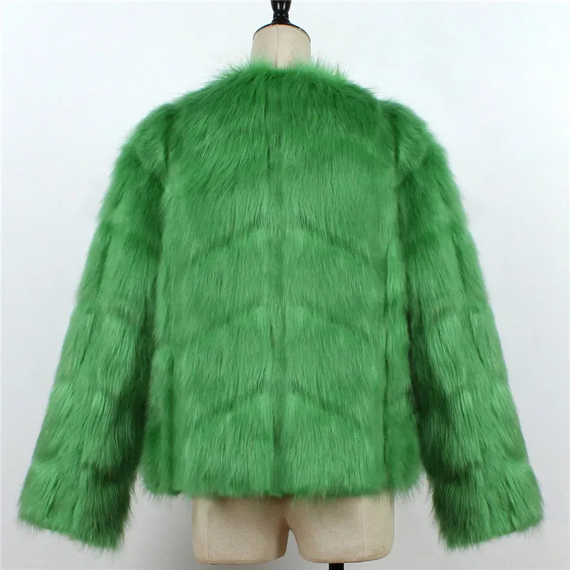LANSHIFEI New Faux Fur Coat High Quality Fashion Slim Black Red Pink Faux Fur Jacket Fake Rabbit Fur Coat