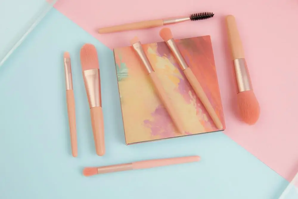 7 шт. портативный розовый набор кистей для макияжа бровей Кисть консилера губ