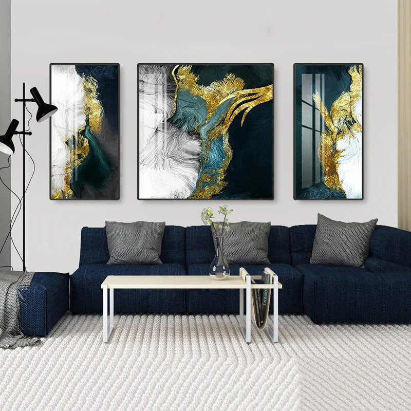 

Abstract Green Golden Painting Luxury Nordic Posters Canvas Prints Wall Art Picture for Living Room Modern Home Decor Cuadros