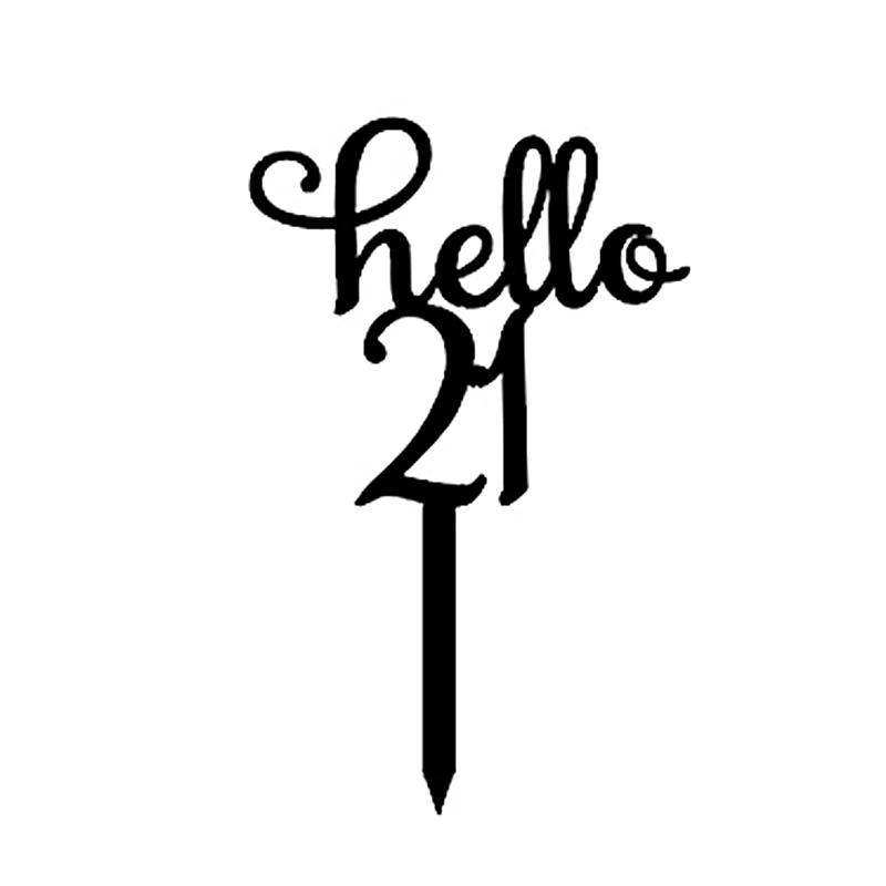 Новый черный Hello 16 18 21 30 40 ручной работы Топпер для торта С Днем Рождения юбилея