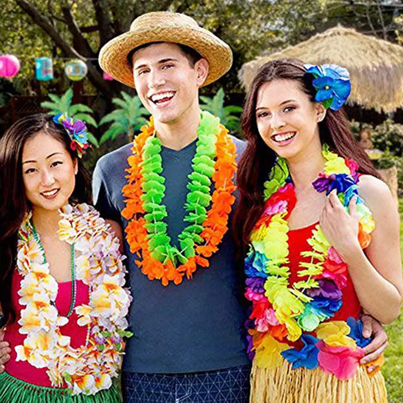 Высокие 50 шт./100 шт. гаваское ожерелье Тропическое Гавайская Ткань цветочный