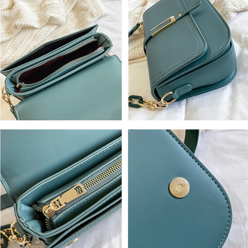 

Korean Fashion Ladies Shoulder Bag 2021 New Simple Pure Color Chain Leather Bag Female Dating Shopper Women Cross Body Bag Trend