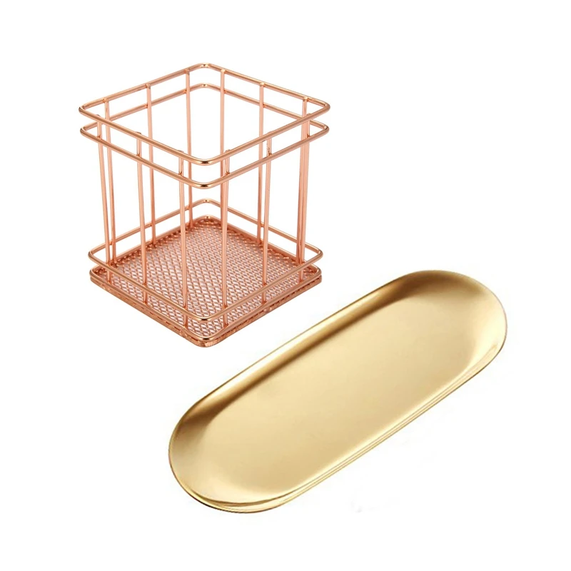 1 шт. ручка карандаш из розового золота квадратная железная сетка и поддон для