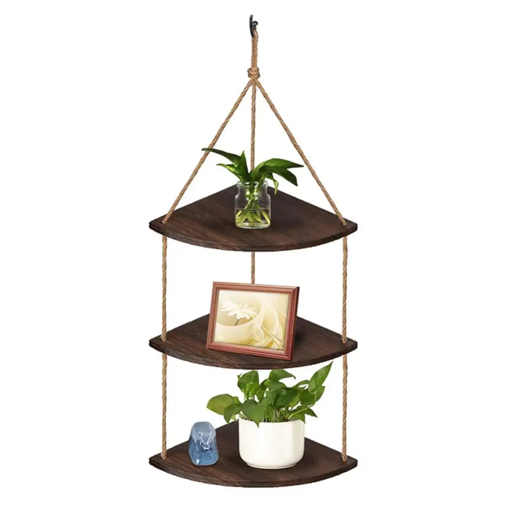 

Good Load Capacity Wood Hanging Flower Pot Shelf Decor for Living Room