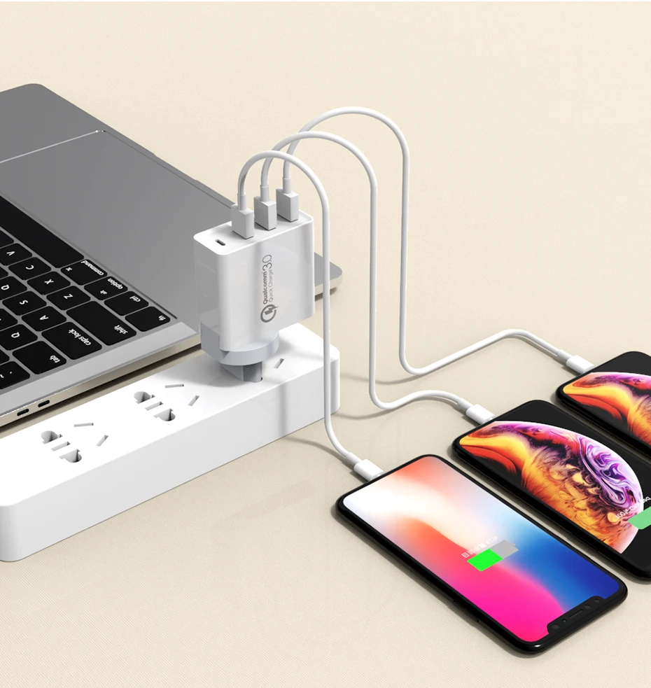 Сетевое зарядное устройство с 4USB портами 36 Вт 18 Вт|Зарядные устройства для