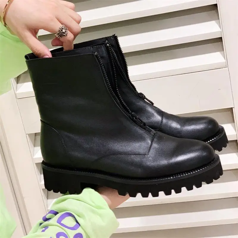 Scarpe donna/; женская обувь; Черные Зимние ботильоны на шнуровке; мотоботы с круглым носком в римском стиле; женская обувь; Bota Feminina