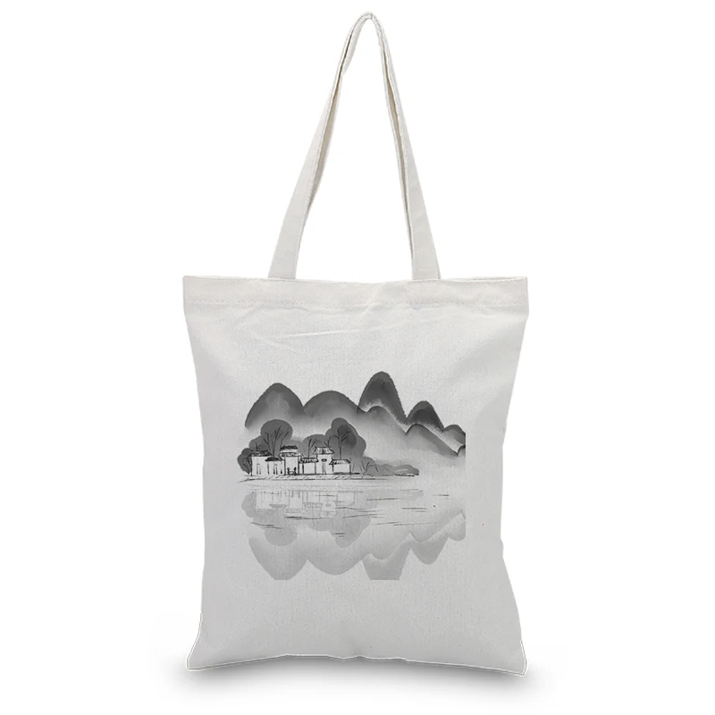 Чернильная рисованная Холщовая Сумка-тоут сумка для покупок ежедневное