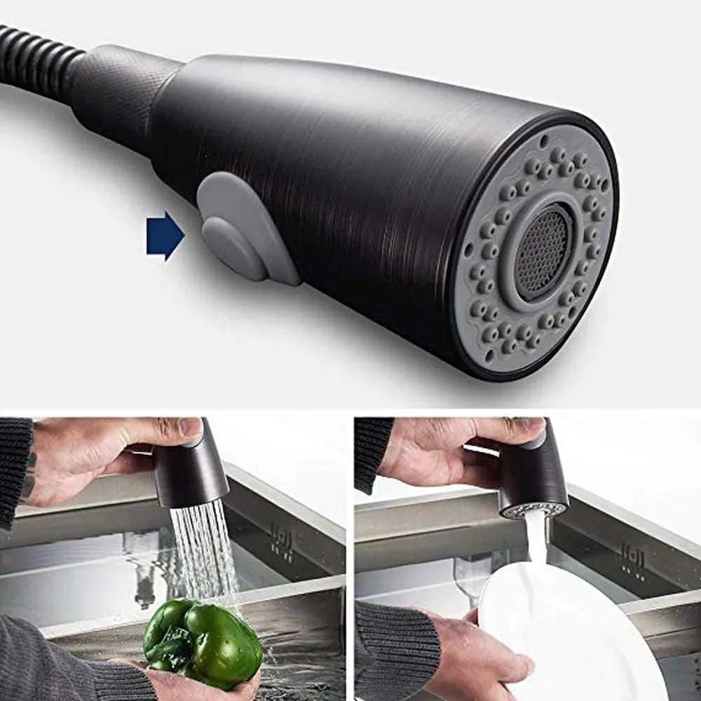 

Matte Black Kitchen Faucet Deck Mounted Mixer Tap 360 Degree Rotation Stream Sprayer Nozzle Kitchen Sink Hot Cold Taps Wholesale