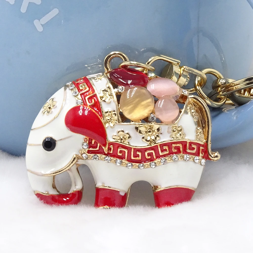 2019 новый брелок милый красный и белый слон из сплава трехмерный инкрустированный