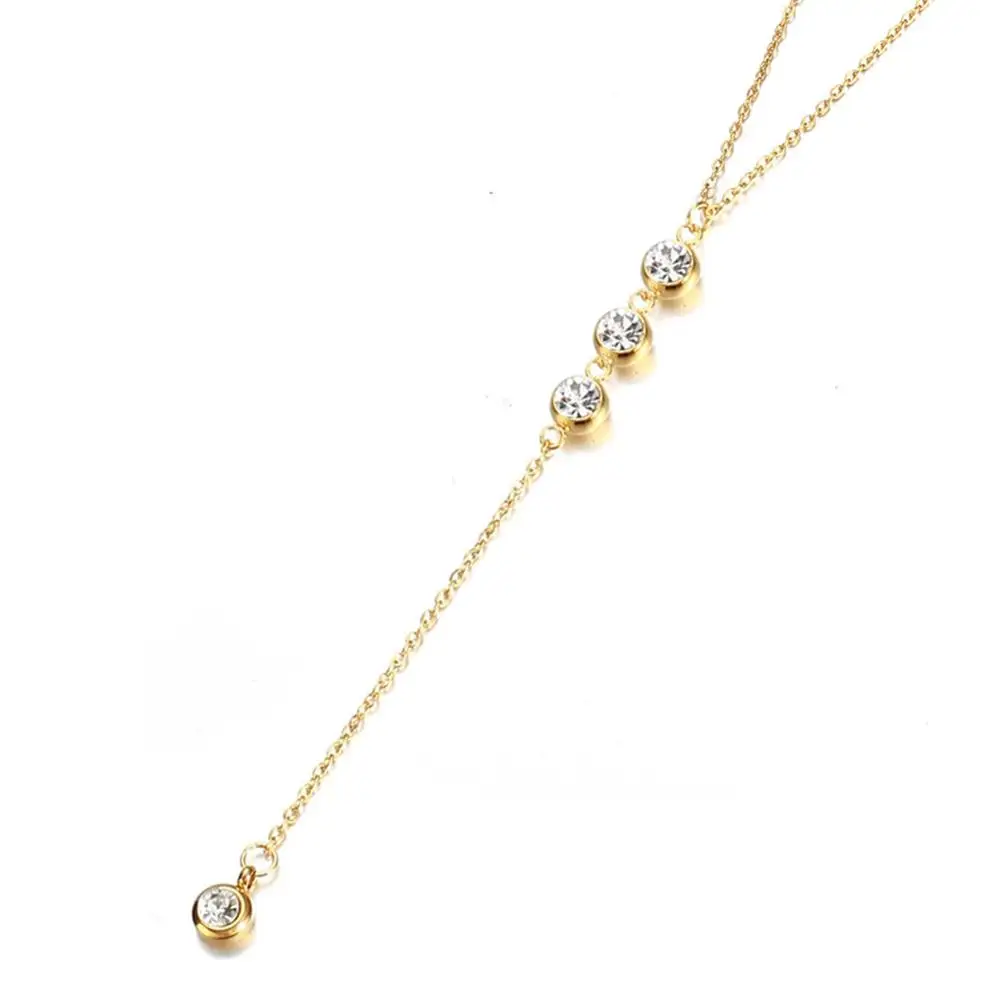 Тонкое ожерелье с подвеской-кристаллом женское цепочка-чокер из нержавеющей