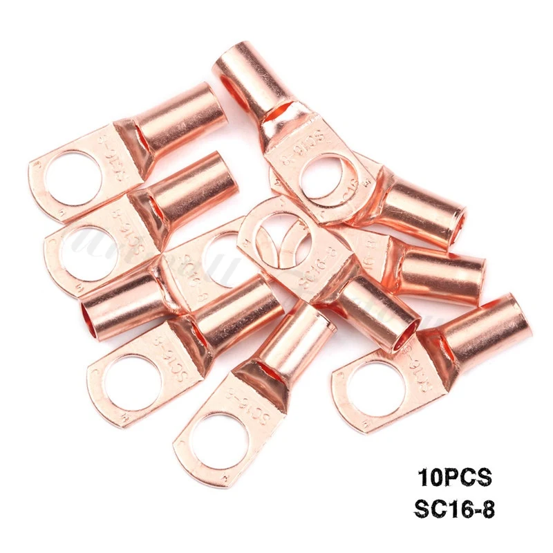 10Pcs SC16-8 Copper Ring Terminals Connector Cable Lugs Eyelet Splice Battery Bolt Hole | Обустройство дома