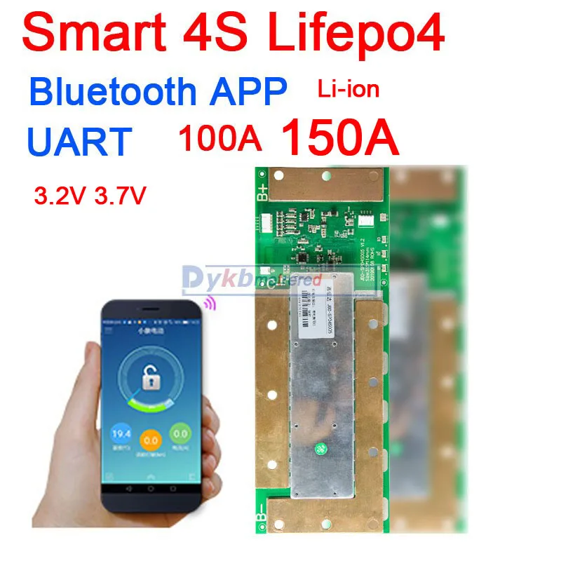 Умная Защитная плата BMS для литий ионных батарей 12 В 150A 100A Lifepo4 с балансом Liion Bluetooth