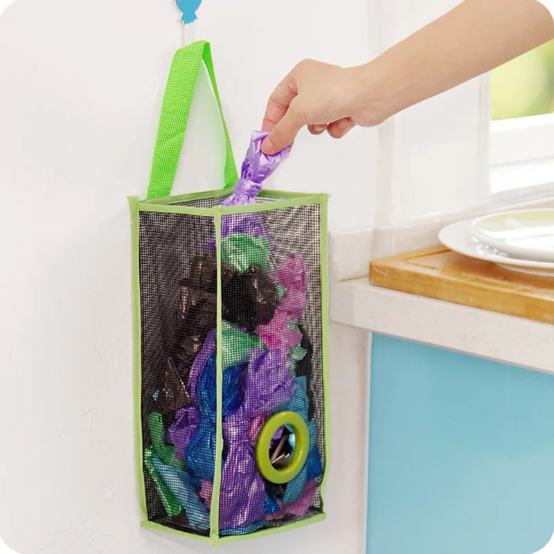 

Useful Fashion hanging breathable plastic grid garbage bag socks sundries storage organizers kitchen bathroom storage bag