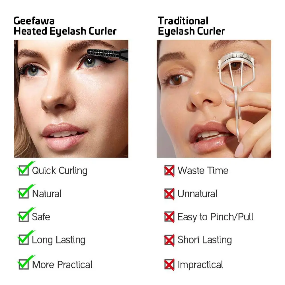 

Heated Eyelash Curler USB Rechargeable Electric Eye Lashes Curling Brush Tool For Eyelash Extensions Wholesale Lash Applicator