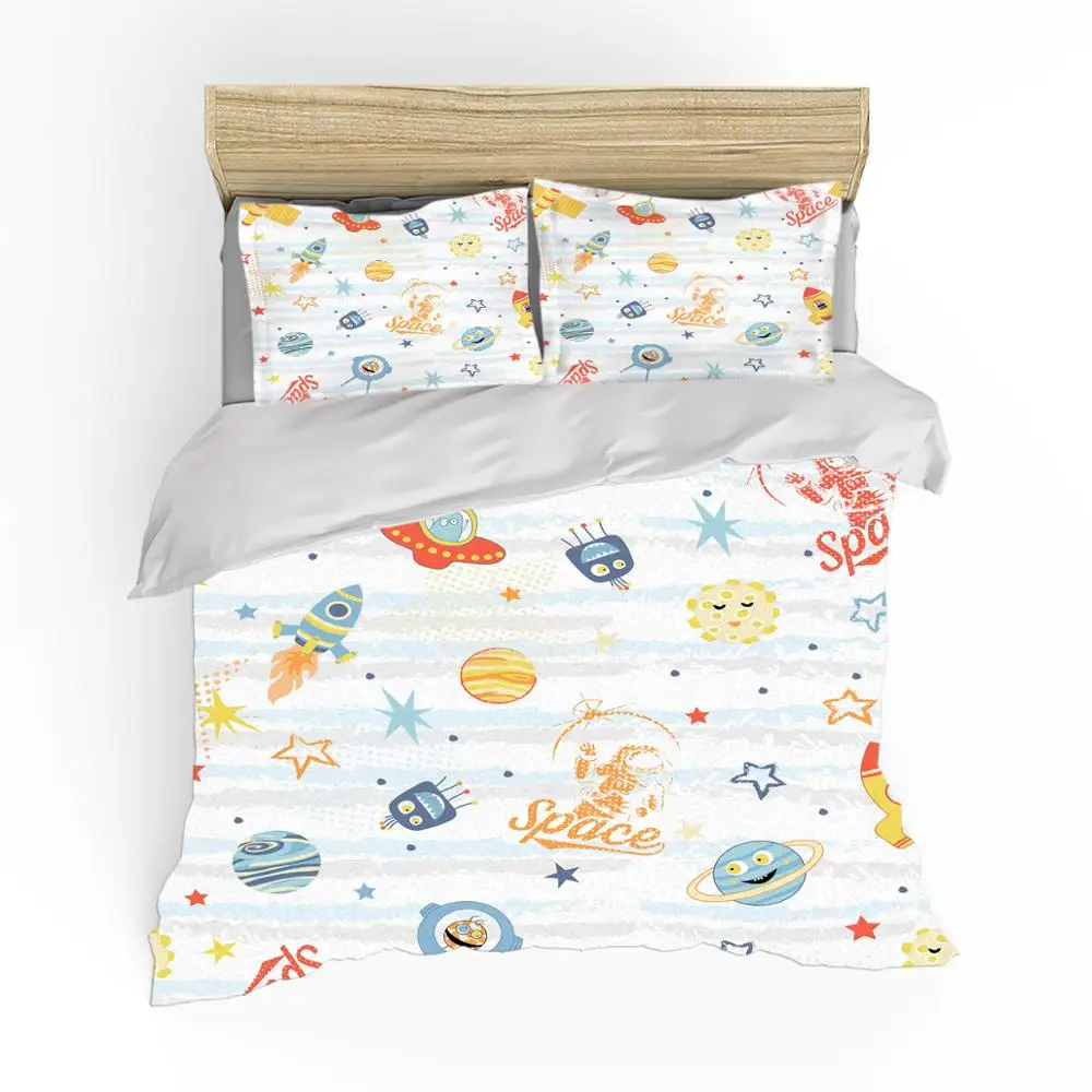 Детский комплект постельного белья с мультяшным изображением вселенной