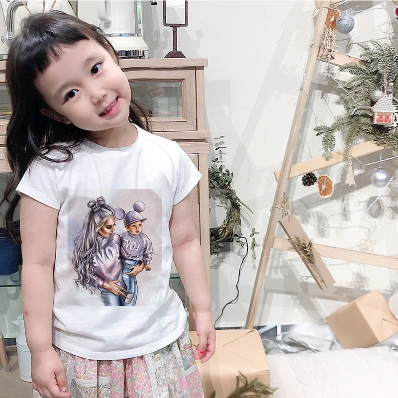 

Летняя детская модная футболка с цветочным принтом для супер мамы, мальчиков и девочек, Белая Спортивная ветровка с круглым вырезом, новинк...