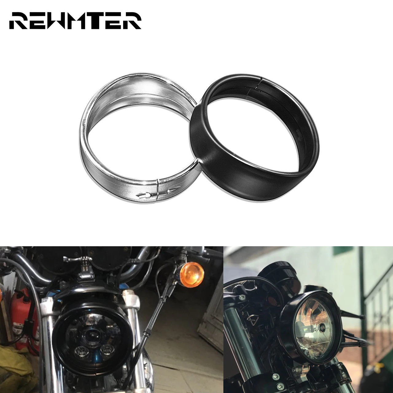 Мотоцикл 5 75 &quotкозырек фары отделка кольцо Крышка черный/хром для Harley Sportster XL 883 1200
