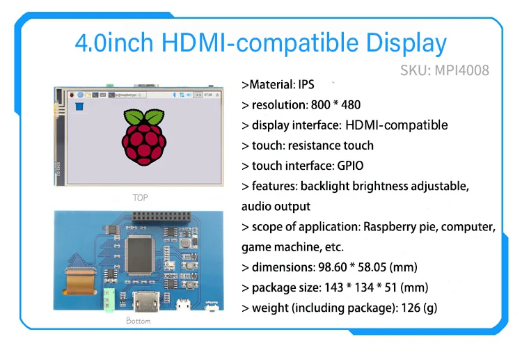 [Серия] Резистивный/емкостный сенсорный экран 4-го поколения Raspberry Pi 3 5 дюйма/4