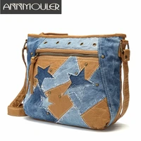 fashion women bags luxury handbag designer jeans shoulder bag star patchwork jeans bag soft washed leather crossbody bag purse