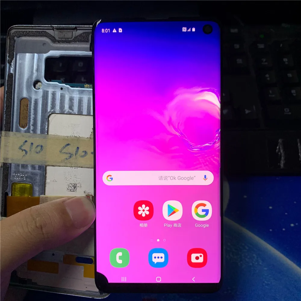 С линейной точкой для Samsung S10 G973 ЖК-дисплей сенсорный экран дигитайзер Galaxy G973F G973U