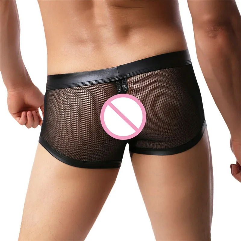 Новые прозрачные мужские боксеры сетчатые Лоскутные мягкие дышащие U-образные