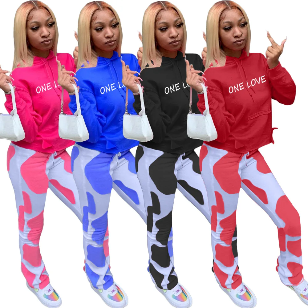 

Tie Dye Streetwear Tracksuit Long Sleeve Crop Top Tshirt Stacked Pants Female 2 Two Piece Set Outfits Women Matching Sets