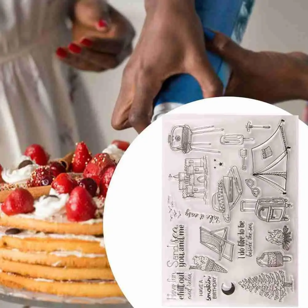 Прозрачный печать штамп DIY ручной учетной записи резиновый замок фото Кемпинг