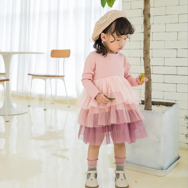 Платья для маленьких девочек хлопковое осеннее платье дома элегантный костюм