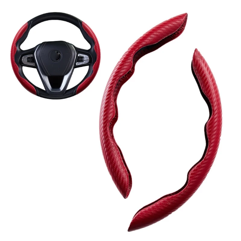 

2 Pcs Steering Wheel Cover Carbon Fiber Interior Accessories No Installation Tools Needed Red Black Blue Protectors