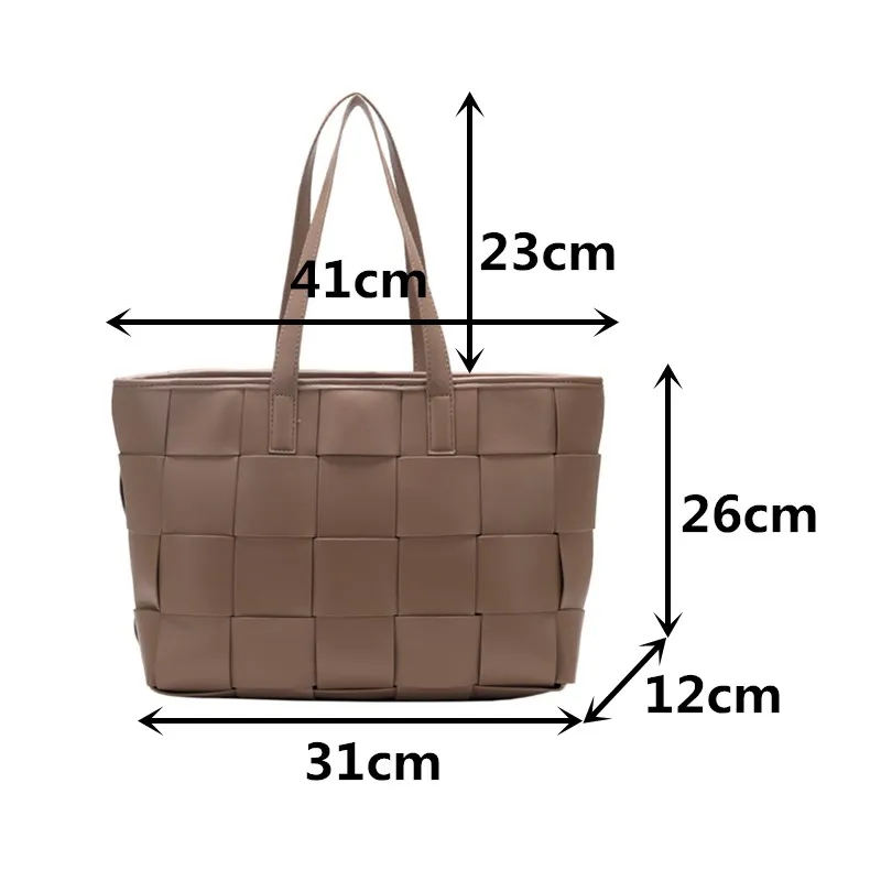 

Women Weave Bag Luxury Designer Shoulder Bag Fashion High Quality Leather Shopper Tote Bags Lady Plaid Woven Handbag Sac A Main