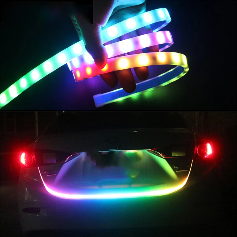 

LED Flexible Car Strip Lights Dream Color 12V Exterior Tailgate Trunk Kit Waterproof Daytime Running Turn Signal For Jeep Pickup