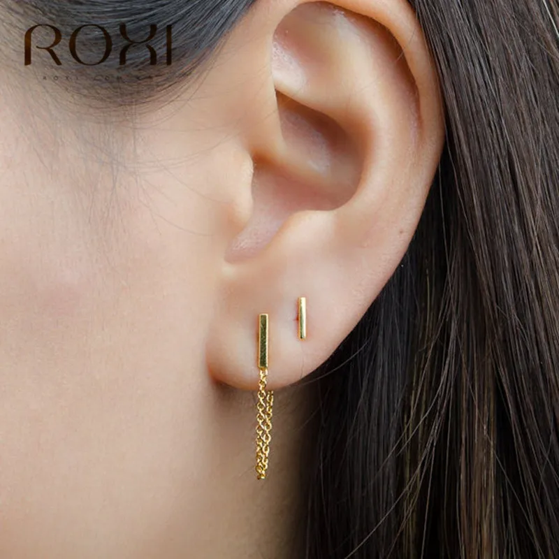 Женские минималистичные серьги-гвоздики ROXI Punk из стерлингового серебра 925 пробы