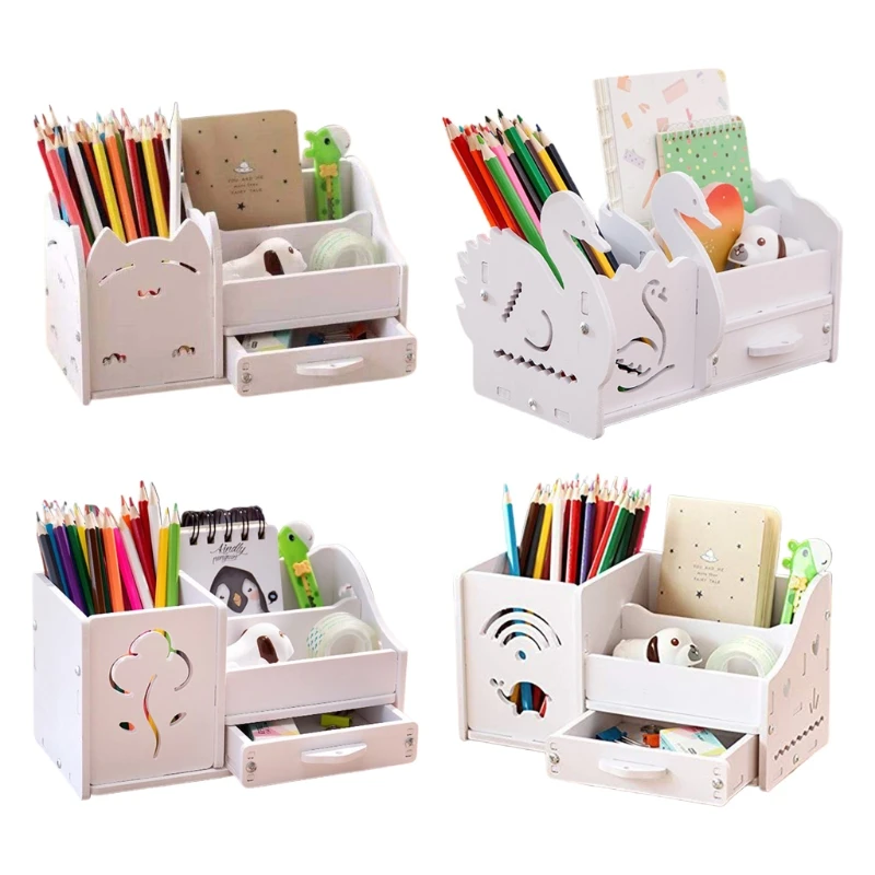 

Muiti Function DIY School Desk Pen Pencils Drawer Case Storage Box Table Simple Pencil Shelf Holder Office Stationery Supplies