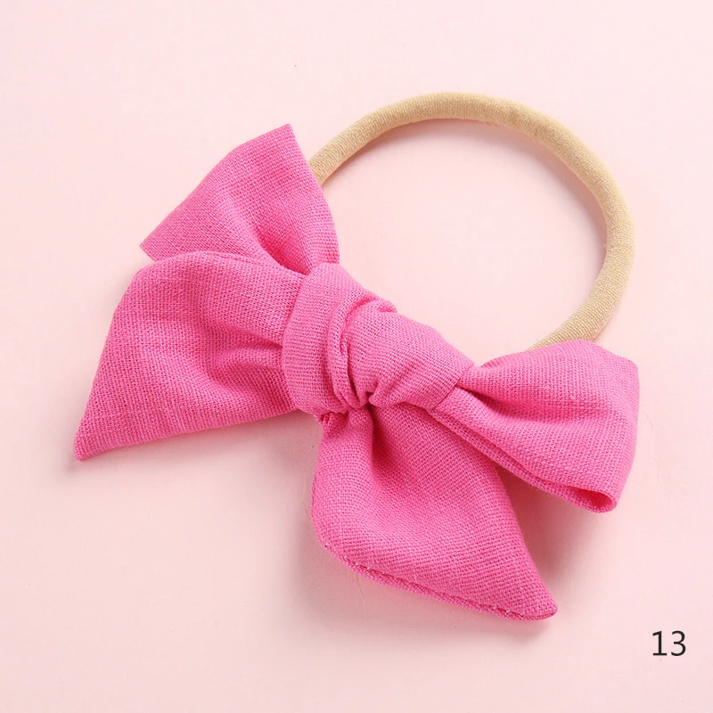 Повязка для волос с бантиком из мягкого хлопка и льна 24 цвета аксессуары девочек |