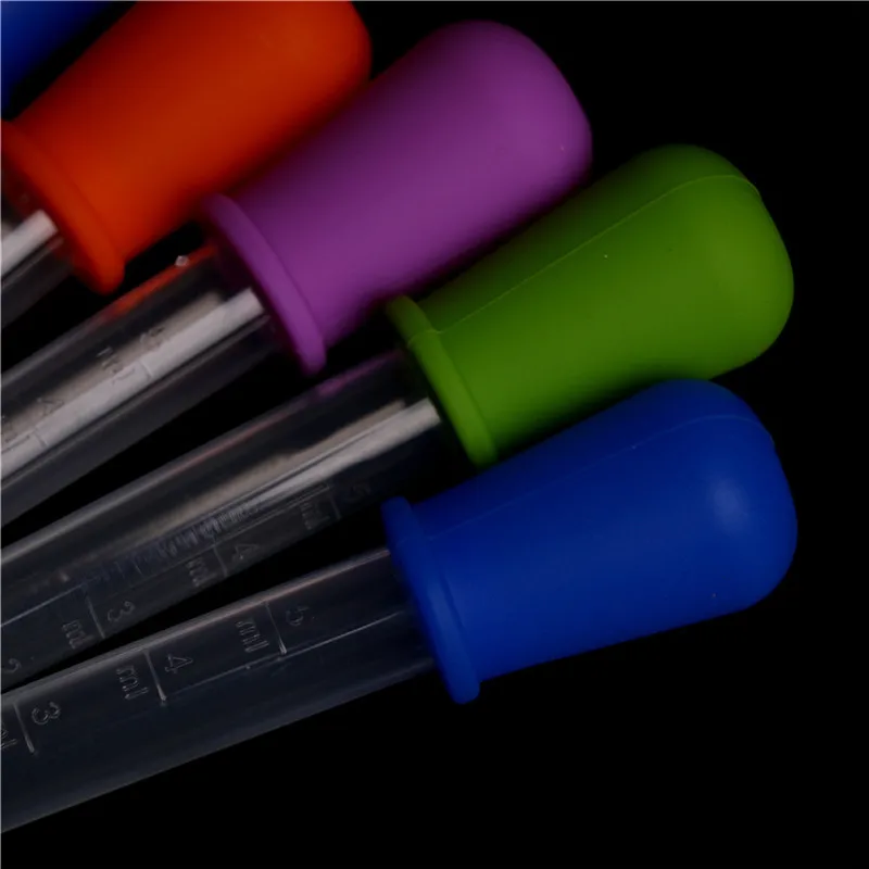 Gotero de silicona transparente para beb&eacute;, alimentador de medicina, pipeta graduada, cuentagotas para alimentos l&iacute;quidos, suministros de laboratorio escolar, Color aleatorio, 1 ud., 5ml-4