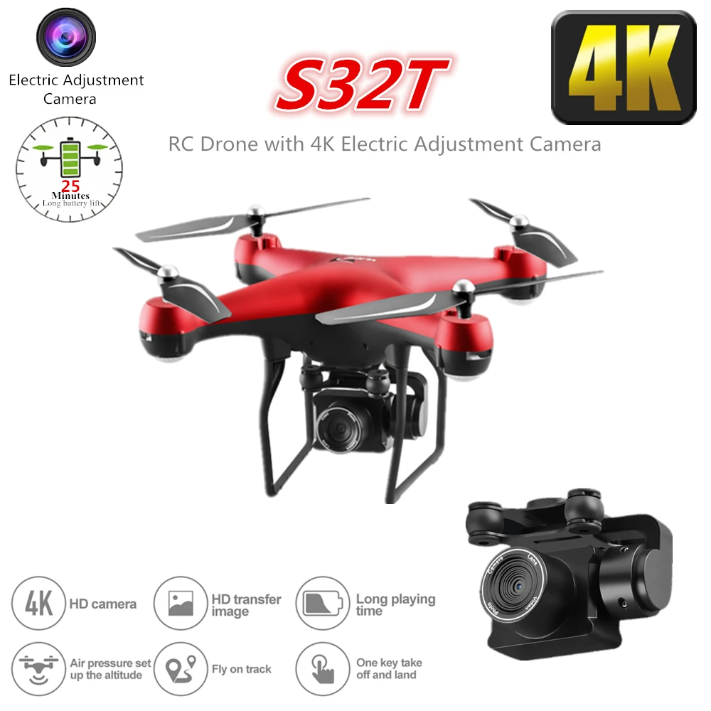 S32T Радиоуправляемый Дрон с электрической регулировкой 4K WiFi FPV камера Вертолет 25