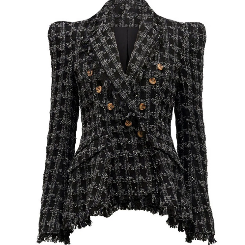 Высокая уличная Новинка Осень Зима 2019 Дизайнерская куртка Женская твидовая с