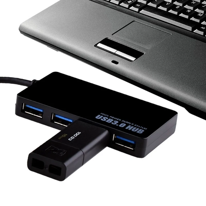 

4-Port USB 3.0 Hub 5Gbps Portable Compact for PC Mac Laptop Notebook Desktop