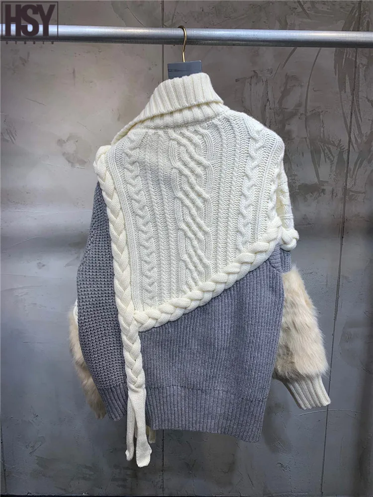 【HSY】2019 осень зима подиумная Новая женская уличная куртка с искусственным мехом