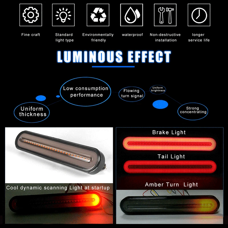 24V 12V LED Trailer Truck Brake Light Waterproof Neon 3 in 1 Halo Ring Tail Stop Flowing Turn Signal Lamp | Автомобили и
