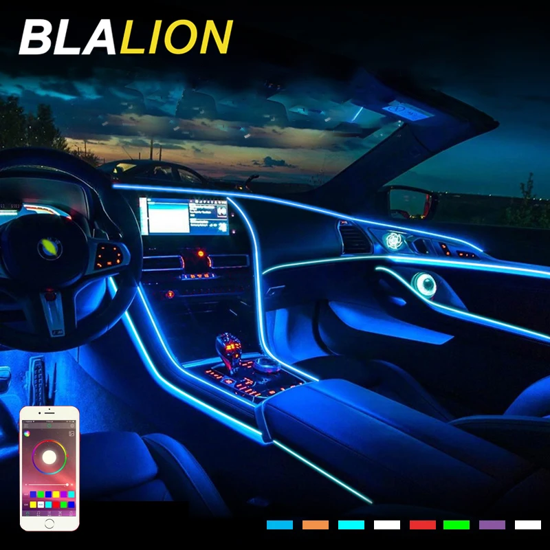 RGB гибкая атмосферная лампа светодиодсветодиодный Автомобильная неоновая EL Neon