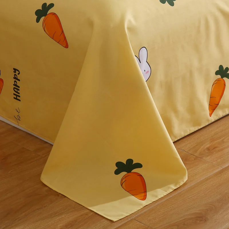 

100% Cotton Bed Sheet Beautiful New Fashion Twin Full Queen King Single Double Size Flat Sheet Yellow Bedclothes Fruits Bedding