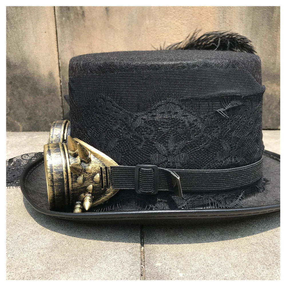 Женская кружевная шляпа ручной работы в стиле стимпанк вечерние очками размер 57