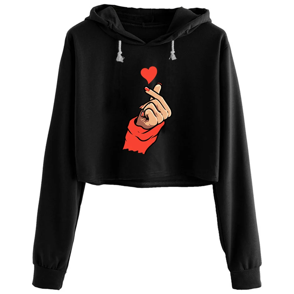 

K Pop Crop Hoodies Women Goth Grunge Harajuku Anime Pullover For Girls