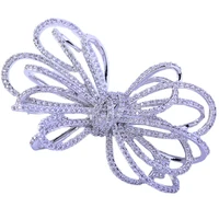 fashion elegant high quality luxury sparkling cubic zirconia bowknot brooch pins for women wedding banquet clothes accessories