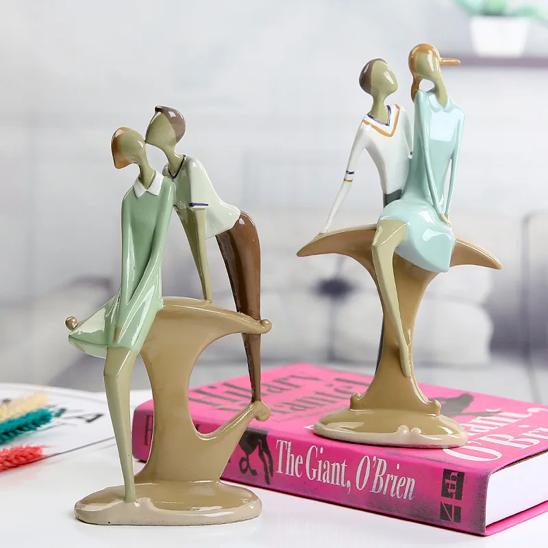 

[HHT] Simple Character Statue Resin Crafts Couple Sculpture Ornaments Home Decoration Modern Valentine's Day Wedding Gift