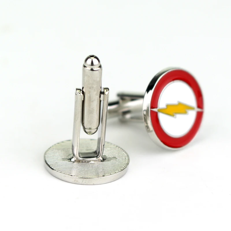 red cufflink Флэш DC супер герой флэш логотип в виде молнии Нержавеющая сталь цепи ожерелья и подвески фильм Ювелирные изделия Подарки - Окраска металла: red cufflink