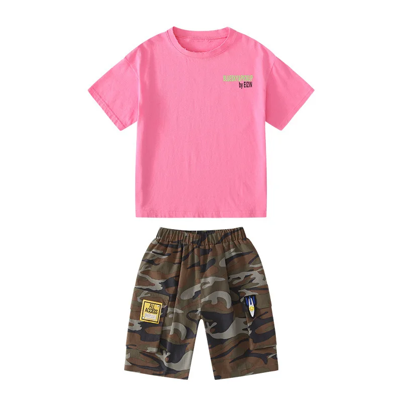 New Slim Spring Summer Kids Clothes Suit Boys T-shirt+ Shorts 2pcs/Set Kids Teenage Top Sport Children's Day Gift Formal
