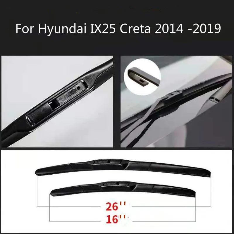 

Передние щетки стеклоочистителя для Hyundai IX25 Creta 2014, 2015, 2016, 2017, 2018, 2019, лобовое стекло, переднее стекло, 24 дюйма + 16 дюймов
